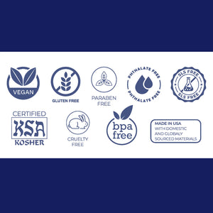 Collection of product certification logos on a white background