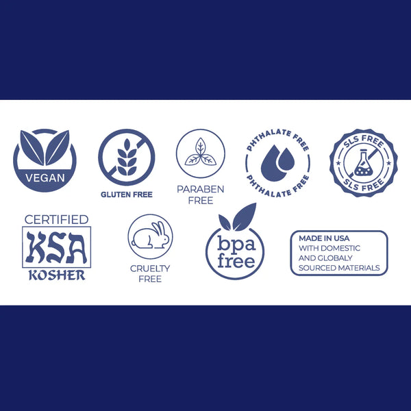 Collection of product certification logos on a white background